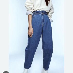 ZARA HIGH-WAISTED PAPERBAG BAGGY JEANS Z1975 - SLOUCHY BALLOON BARREL